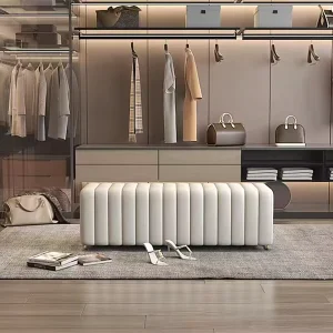 Modern Fabric Ottoman Stool Bench for Bedroom Hotel Apartment Living Room