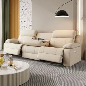 Modern Fabric Power Reclining 3 Seater Couch Living Room Furniture Set Electric Recliner White Sofa Couch Set