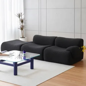 Modern Fabric Tufted Convertible Extendable Foldable Modular Chesterfield Corner Sectional Sofa Three Seat Apartment Warehouse