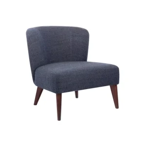 Modern Fabric Upholstered Lounge Chair with Tapered Solid Wood Legs