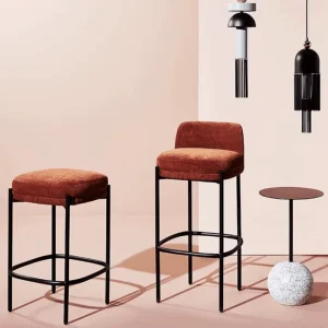 Modern Fabric Upholstery Bar Stool Metal Base High Bar Chair Hotel Dining Living Room Warehouse Commercial Use MOQ
