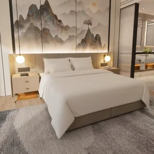 Modern Factory Direct Customized Solid Wood Panel Eco Friendly Durable 5 Year Warranty Hotel Bedroom Set Furniture
