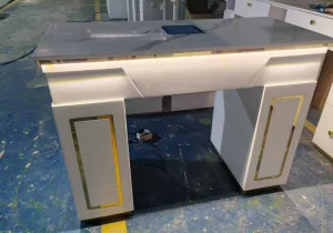 Modern Factory Price Beauty Nail Salon Manicure Table with Led Customizable Nail Desk White with Storage Cabinet