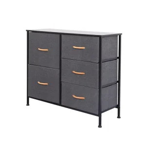 Modern Farmhouse Storage Cabinet with Removable Fabric Drawer Eco friendly Iron Construction for Bedroom Closet Organization