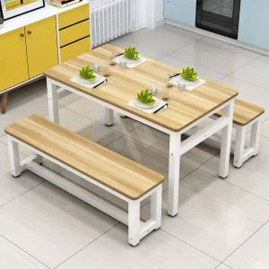 Modern Fast Food Restaurant Table Chair Set Commercial Rectangular Dining Table for Restaurants Snack Bars School Canteen