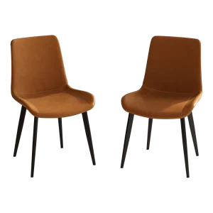 Modern Faux Leather Dining Chair Set of 2 Upholstered Kitchen Dining Room Chair with Sturdy Metal Legs