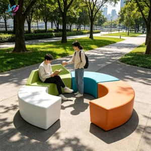 Modern Fiberglass Eco Friendly Commercial Outdoor Waiting Chair for School Mall Hospital Gardens Arc Corner