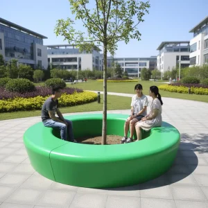 Modern Fiberglass Outdoor Recliner Bench Durable Public Waiting Seat for Garden School Mall & Patio