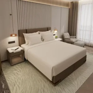 Modern Five Star Hotel Bedroom Set Furniture Solid Wood Panel Customized by Factory Direct for Living Room and Bedroom
