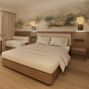Modern Five Star Hotel Bedroom Set Furniture Solid Wood Panel Customized by Factory Direct for Living Room and Bedroom