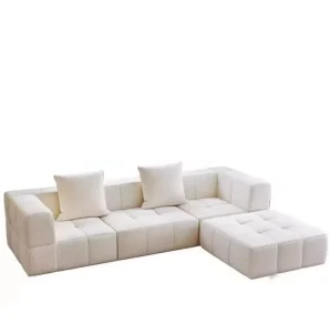 Modern Flannelette Fabric Compression Sealed Foam Sofa Set for Living Room for Apartment Mall Villa School