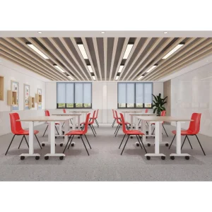 Modern Flip Stow Mobile Training Table with Folding Conference Desk Locking Wheels Stainless Steel Commercial Use