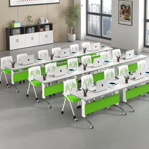 Modern Flip Top Conference Table Foldable Training Meeting Table with Wheels Mobile Office Furniture Commercial Grade