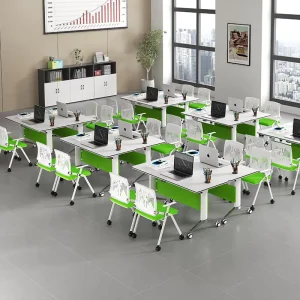 Modern Flip Top Training Table Folding Conference Desk with Casters Foldable Meeting Office Furniture for Training Room