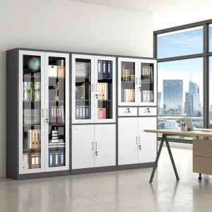 Modern Foldable Cold Rolled Steel Glass Panel Office Filing Cabinets for Commercial Use