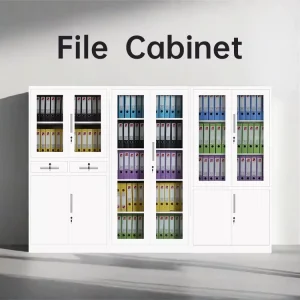 Modern Foldable Commercial Office Glass Frame Steel Cabinet Environmental Powder Coating Customizable RAL Color Metal Filing