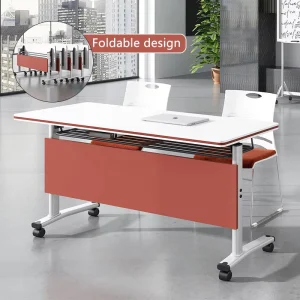 Modern Foldable Conference Table Space Saving Easy Assembly Wooden Meeting Desk School Office Premium Conference Furniture
