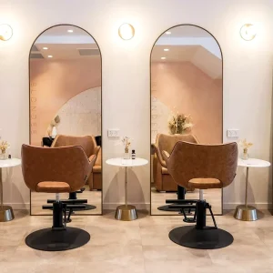 Modern Foldable Ergonomic Height Adjustable Hairdressing Salon Chair with Mirror Set for Workshop Use