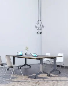 Modern Foldable Extendable Flip Nest Training Tables with Stainless Steel Frame Revolving Meeting Table for Villa Use