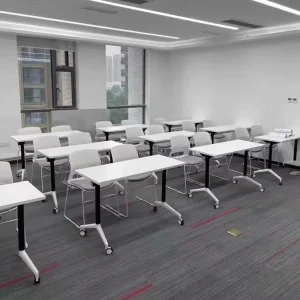 Modern Foldable Flip Top Table for Conference Training Room Meeting Waiting Room School Desk Benches