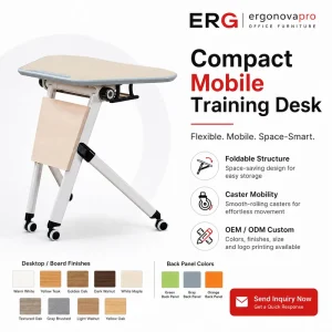 Modern Foldable MDF Training Table with Casters Mobile Meeting Room Desk Flip Top Space Saving School Office Furniture OEM ODM