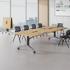 Modern Foldable Mobile Conference Table Modular Flip Top Training Desk with Casters for Office Meeting and Seminar Room