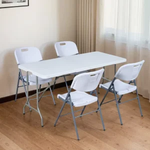 Modern Foldable Plastic Outdoor Dining Table for Home Office Kitchen Living Room Hotel School Hospital