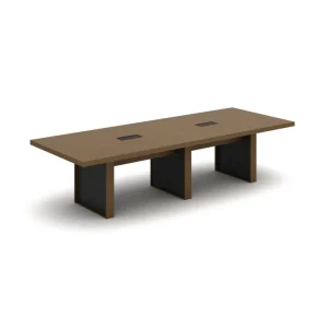 Modern Foldable Rectangular Wood Conference Table Adjustable Height Walnut Finish Cable Hole Design for Office Commercial Use