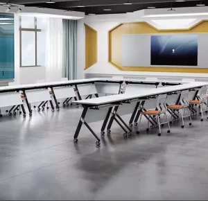 Modern Foldable Stackable Folding Desk White Training Desks Conference Room Meeting Room Desk Table and Chairs for Office