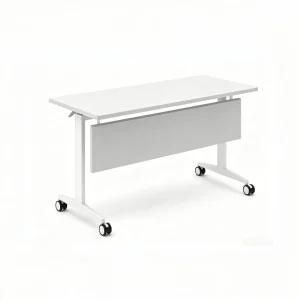 Modern Foldable Stackable Training Table with Privacy Baffle Melamine MDF Top Mobile Casters for Training Rooms Schools Offices