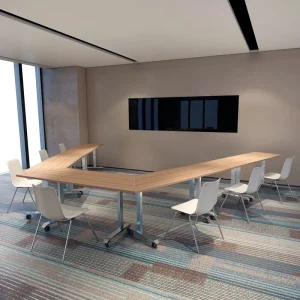 Modern Foldable Stainless Steel Conference Flip Top Training Convertible Meeting Table
