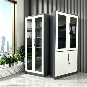 Modern Foldable Steel Door Lockable Office Storage Cabinet Key Lock for Books Documents School Hotel Outdoor Living
