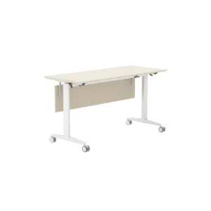 Modern Foldable Training Table Privacy Baffle Eco Powder Coated MDF Top Silent Brake Casters Stackable Office Classroom