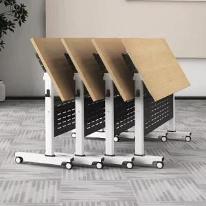 Modern Foldable Training Table and Chair Combination Modular Conference Desk with Panel Design