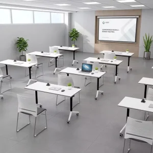 Modern Foldable Training Table and Desk Chairs with MFC Material for Corporate Offices and Schools