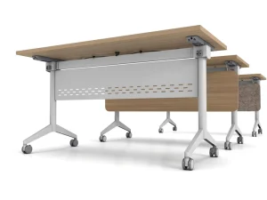 Modern Foldable Training Table with Wheels Multi-use Easy Installation Flip Top Conference Desk for School Office Powder