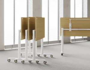 Modern Folding Conference Table Flip Top with Removable Stainless Steel Base for Training and Meetings