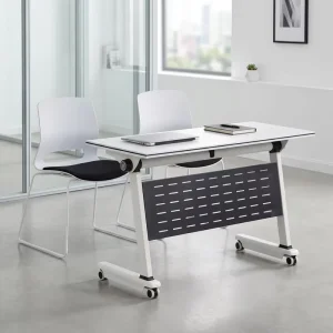 Modern Folding Flip Top Metal Conference Training Room Table for Meeting Waiting Rooms Study Desks Kids Benches