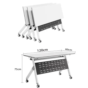 Modern Folding Flip Top Training Table Foldable Training Room Desk Stackable School Meeting Room Tables With Adjustable Beam