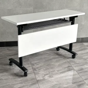 Modern Folding Portable Rectangular Wood Office Desk Foldable School Classroom Student Conference Staff Training Room Table