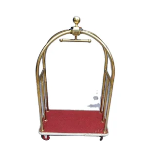 Modern Four Wheels Metal Birdcage Luggage Trolley for Hotels