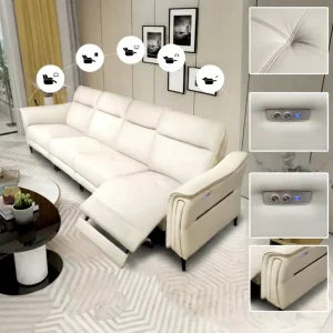 Modern Four seater Leather Recliner Sectional Couch Living Room Sofas Set