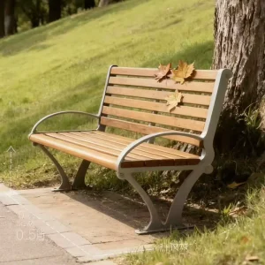 Modern Frame Solid Wood Bench Rustic Outdoor Leisure Seat for Garden Patio Water Resistant Eco Friendly