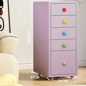 Modern Freestanding 5 Drawer Steel Storage File Cabinet Four Wheels Nordic Style Colorful Design for Bedroom Living Room Home