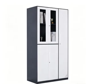 Modern Freestanding Metal Big Capacity Bedroom Furniture 4 Door Glass Doors Wardrobe File Cabinet