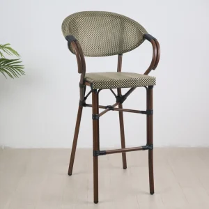 Modern French Bistro Bar Chair UV Resistant Texti lene Fabric Chair with Aluminum Frame for Cafe Garden Patio(C172)