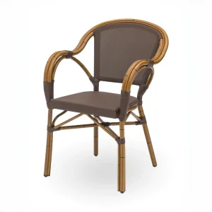 Modern French Bistro Outdoor Dining Chair UV Resistant Fabric Chair with Aluminum Frame for Cafe Garden Patio
