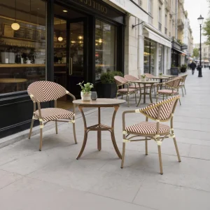 Modern French Bistro Outdoor Dining Chair UV Resistant Texti lene Fabric Aluminum Frame Comfortable Living Room Garden Patio