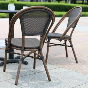 Modern French Bistro Outdoor Dining Chair UV Resistant Texti lene Fabric Chair with Aluminum Frame for Cafe Garden Patio