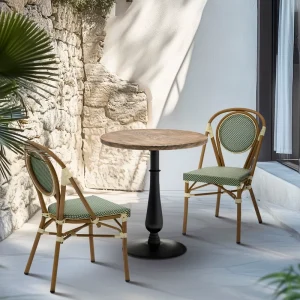 Modern French Bistro Outdoor Dining Chair UV Resistant Texti lene Fabric Chair with Aluminum Frame for Cafe Garden Patio
